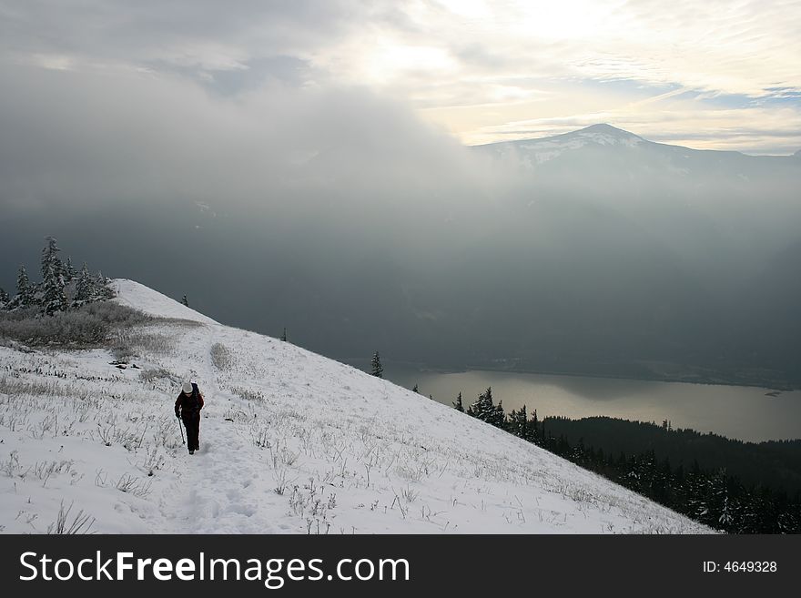 Walking Across A Snow Covered Field