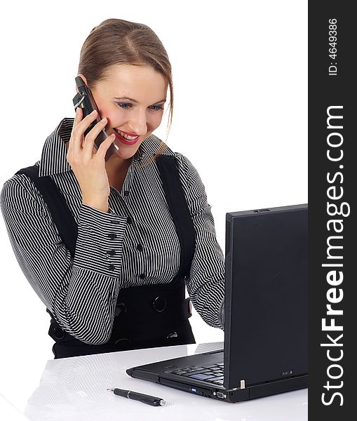 Portrait of a beautiful business woman working on her computer at the office.