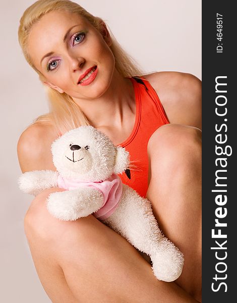 Caucasian Girl With Teddy Bear