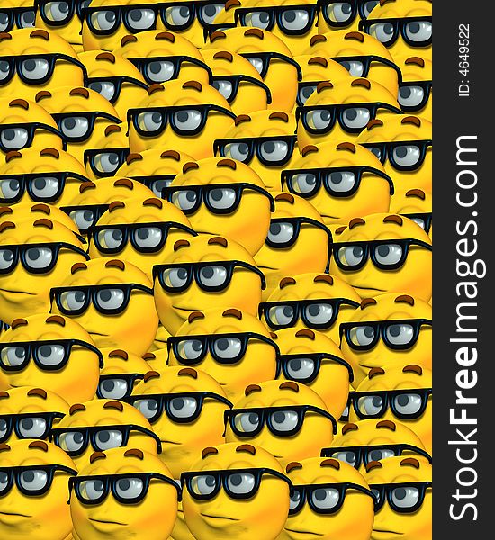 A conceptual image of a lot cartoon faces, which represents being a smart or clever geek. A conceptual image of a lot cartoon faces, which represents being a smart or clever geek.