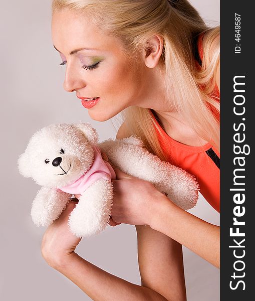 Young caucasian girl with Teddy bear