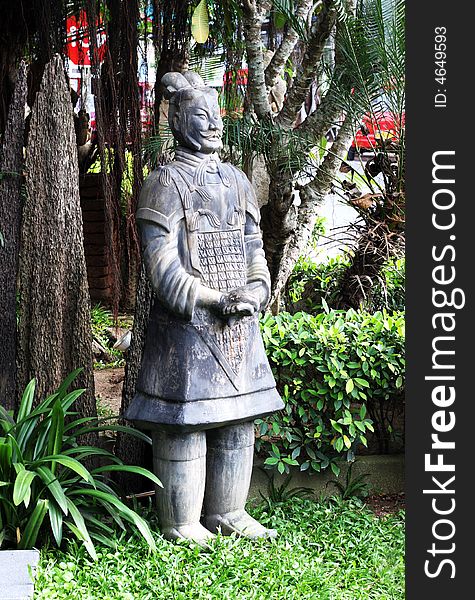 Statue of an ancient Asian warrior.