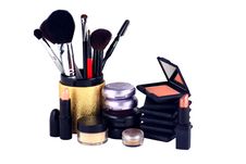 Eyeshadow And Blush Makeup Display Royalty Free Stock Photography Eyeshadow And Blush Makeup Display Royalty Free Stock Photography