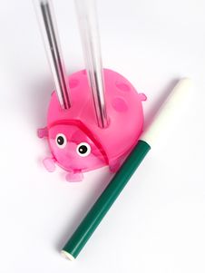 Pink Ladybug Pencil Holder Stock Images Pink Ladybug Pencil Holder Stock Images