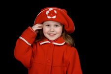 The Child In A Red Coat Stock Photo