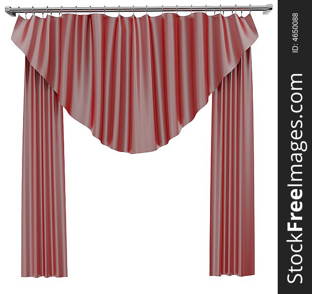 3d curtain on white background.