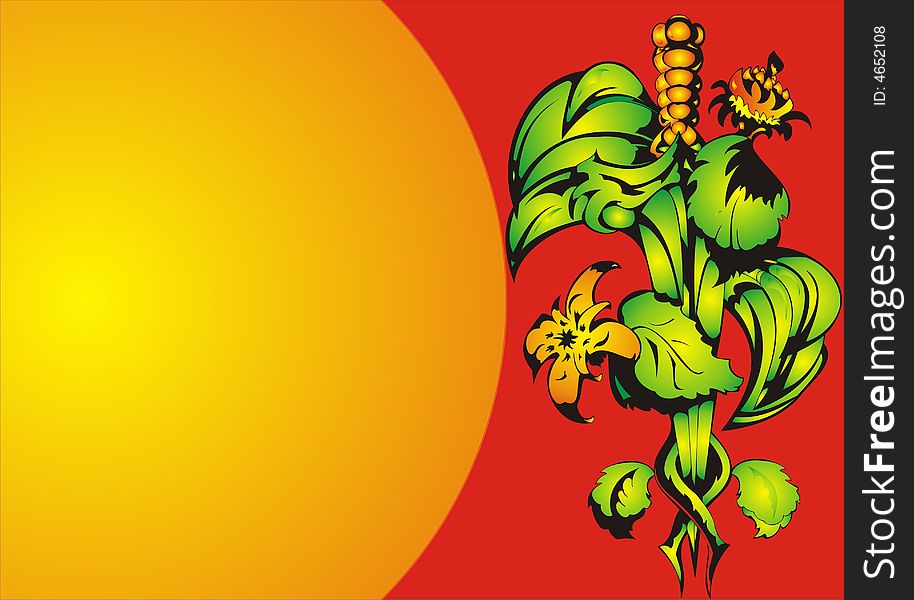 Fantasy flower and sun -  illustration