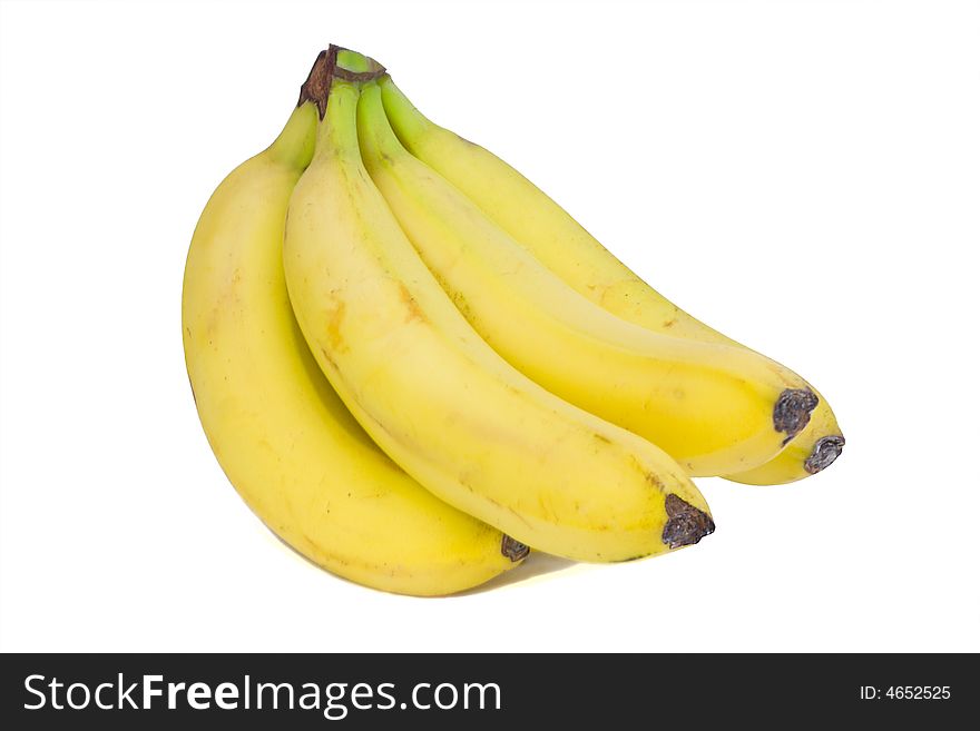 Close up of a bunch of bananas isolated on white