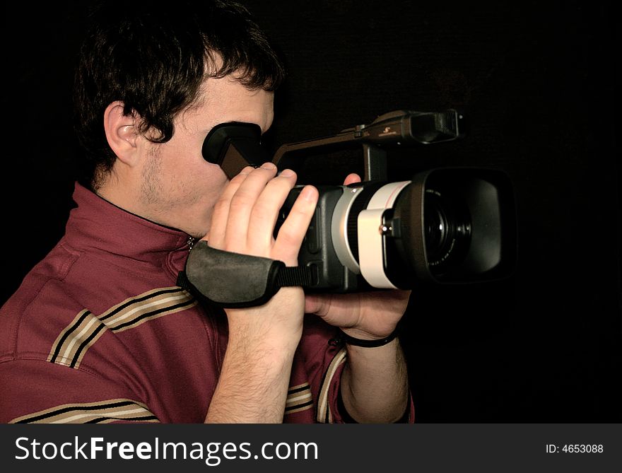 Cameraman recording with dv camera