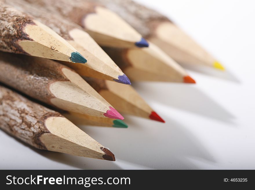 Vintage Pencils on studio white background