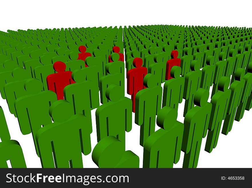 3d people - outsiders - isolated illustration - team