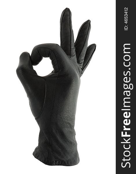 Ok sign - glove without hand, isolated on white background