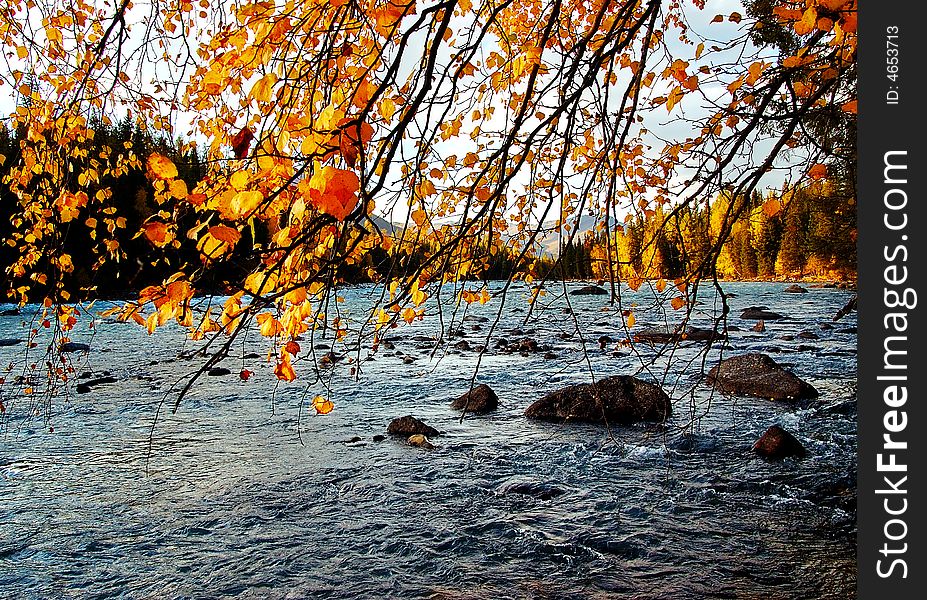 Kanasi river in the north of Xinjiang Province