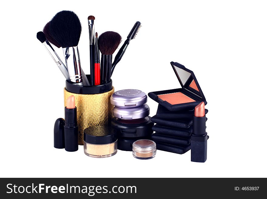 Eyeshadow and blush makeup display