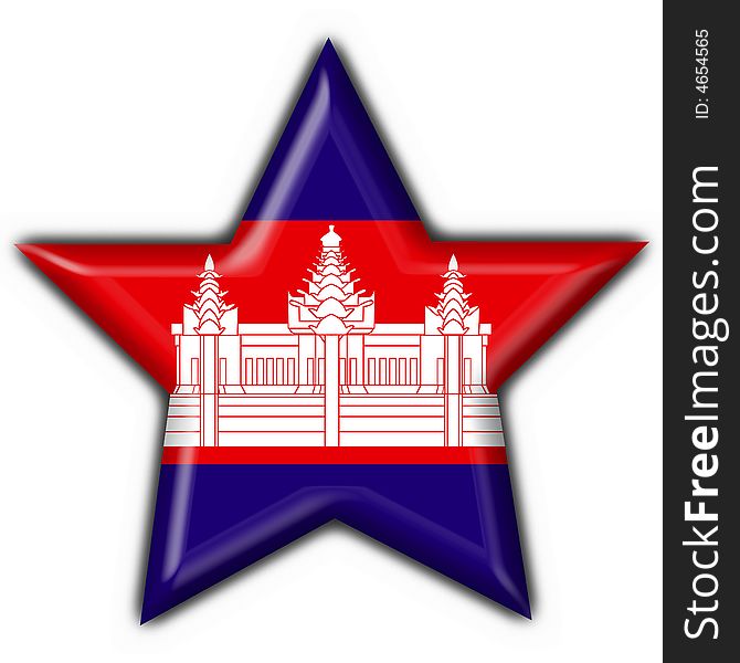 Cambodia american button flag - 3d made. Cambodia american button flag - 3d made