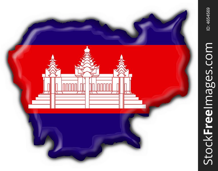Cambodia american button flag - 3d made. Cambodia american button flag - 3d made