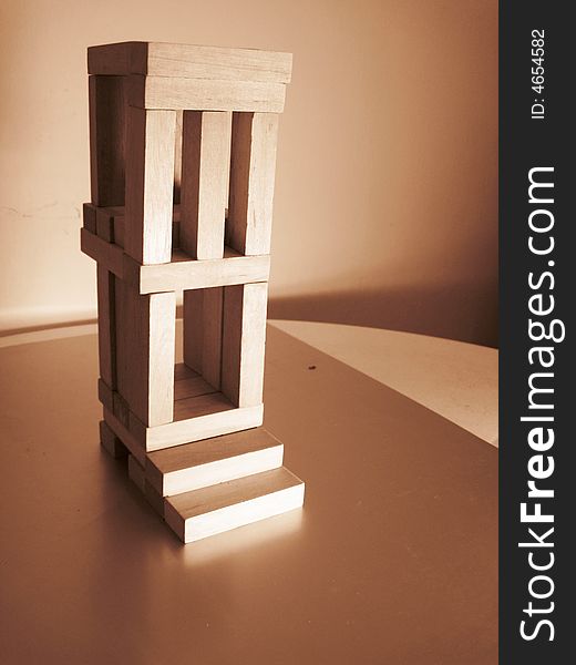 A home made by wooden block, art of architecture