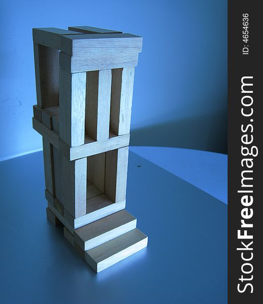 A home made by wooden block, art of architecture
