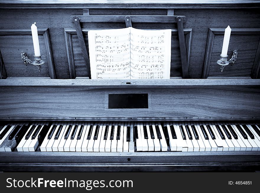 A view with an old piano keys