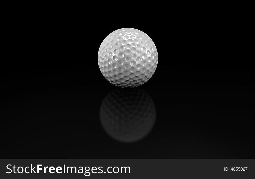 White Golf ball on black background