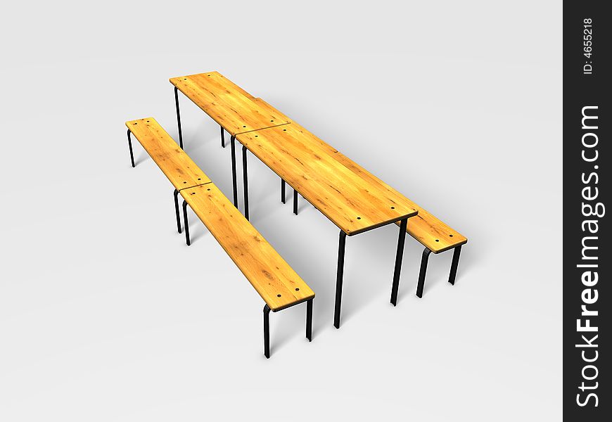 Wood bench on white background