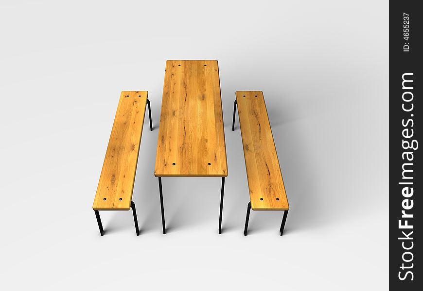 Wood bench on white background