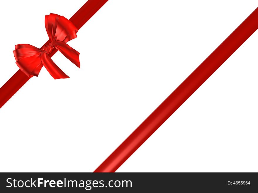Red ribbon over white paper