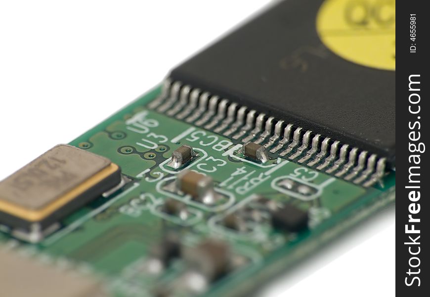 Close up photo of computer chip and electronic parts