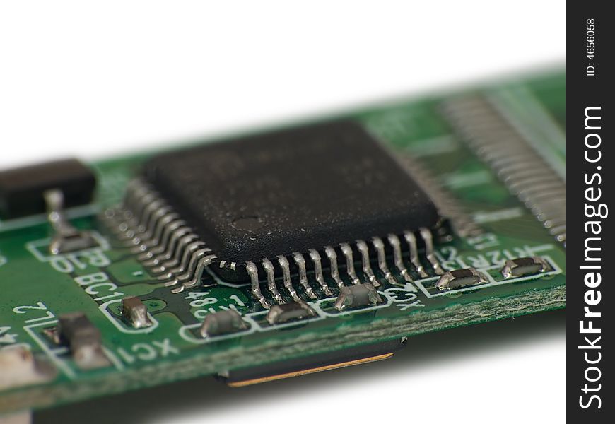 Close up photo of computer chip and electronic parts