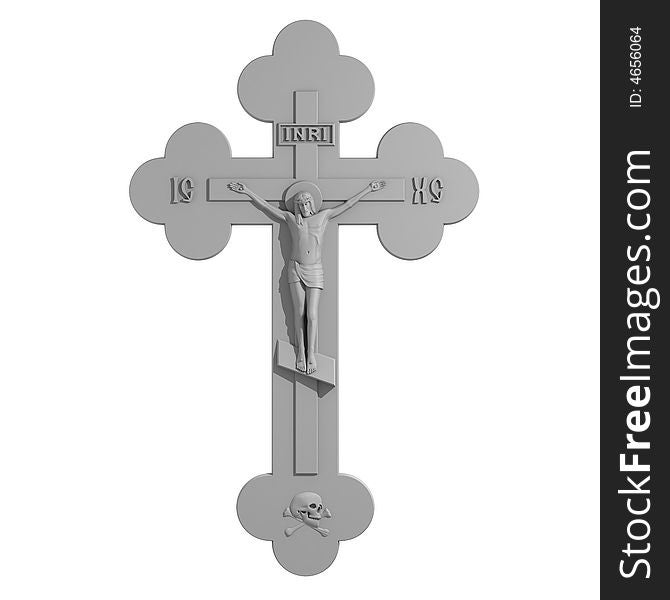 Cross with the Crucifixion. 3D Render.