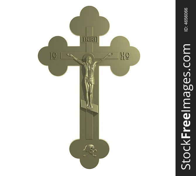 Golden Cross With The Crucifixion.