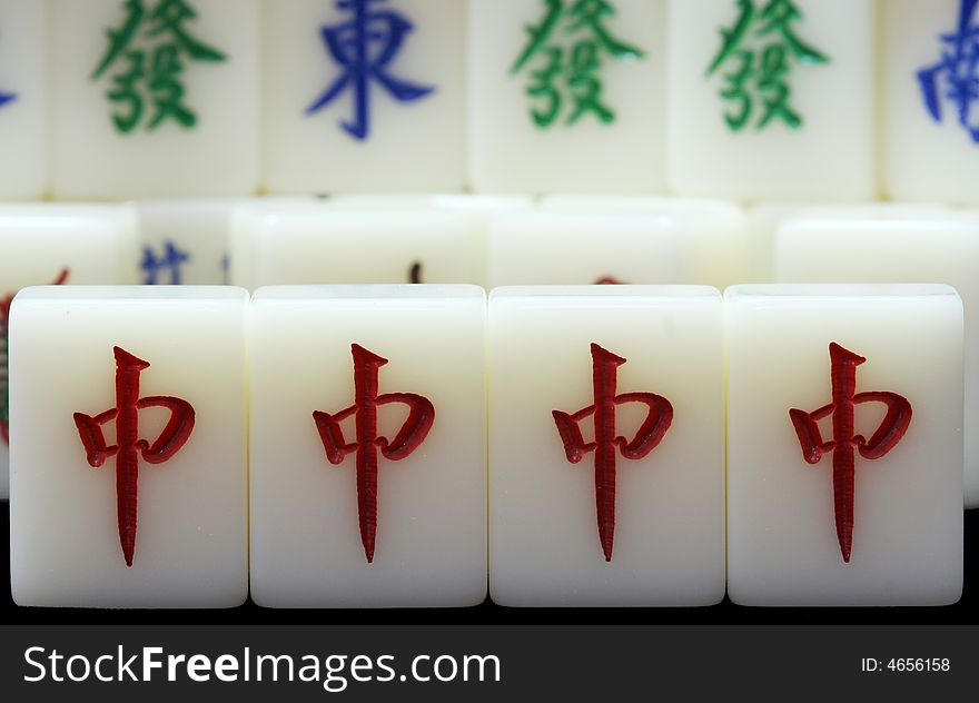 Mahjong, the 4 red center tiles. Mahjong, the 4 red center tiles