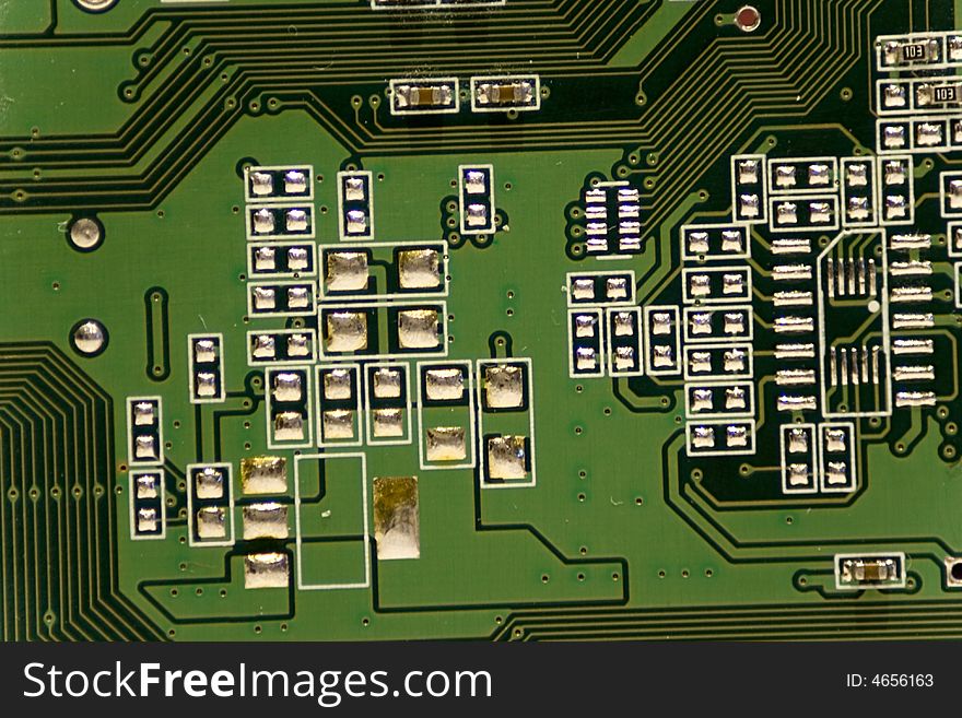 Close-up picture of a Computer Circuit Board.