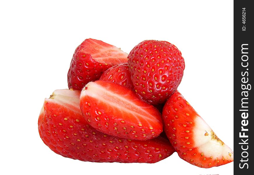 Isolated strawberries on white backgound
