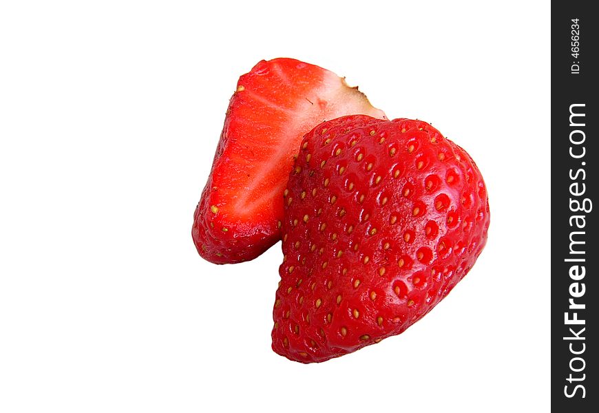 Isolated strawberries on white background