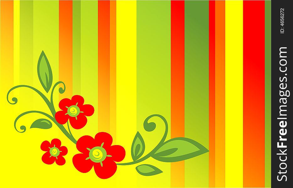 Green stylized  background with flowers and leaves. Green stylized  background with flowers and leaves.