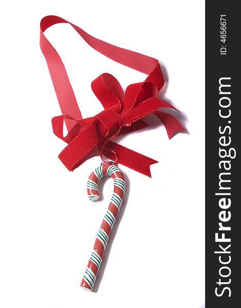 Candy Cane on Red Ribbon