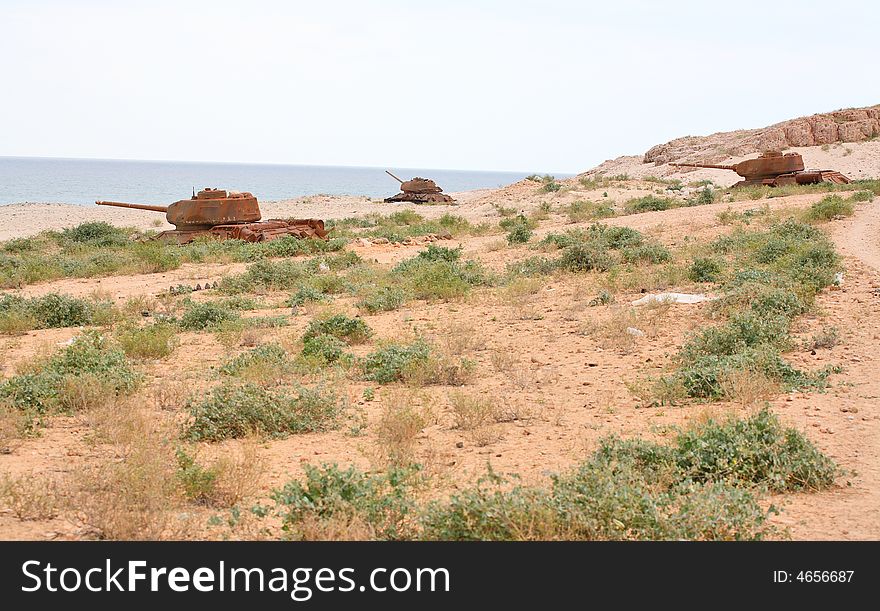 Soviet battle tank T-34 on Socotra Island in the Indian ocean