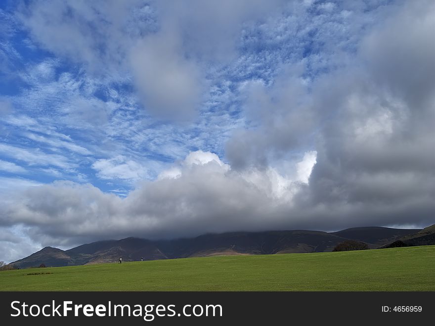 Cumulus clouds over Skiddaw in the English lake District