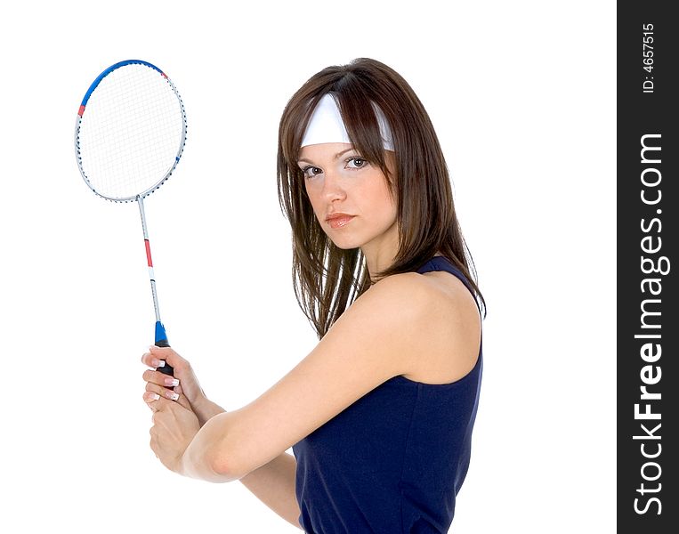 Beautiful sports woman hold racket