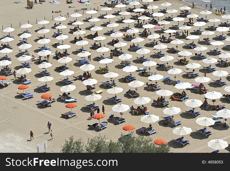 Umbrellas on a beach near Sperlonga, Italy