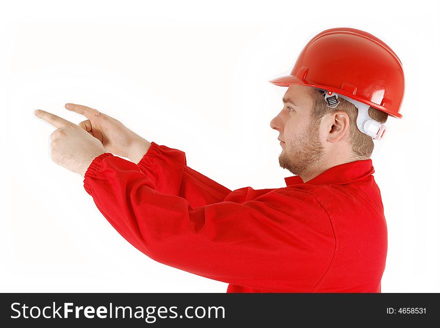 Casual worker on white background