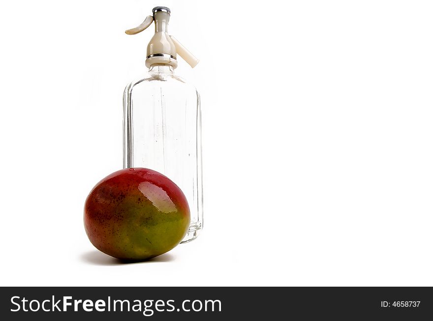 Fresh mango water on white background