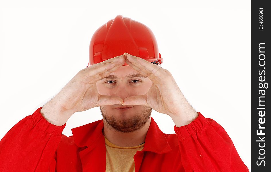 Casual worker on white background