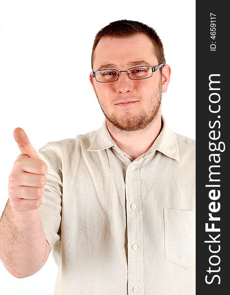 Businessman with thumb up