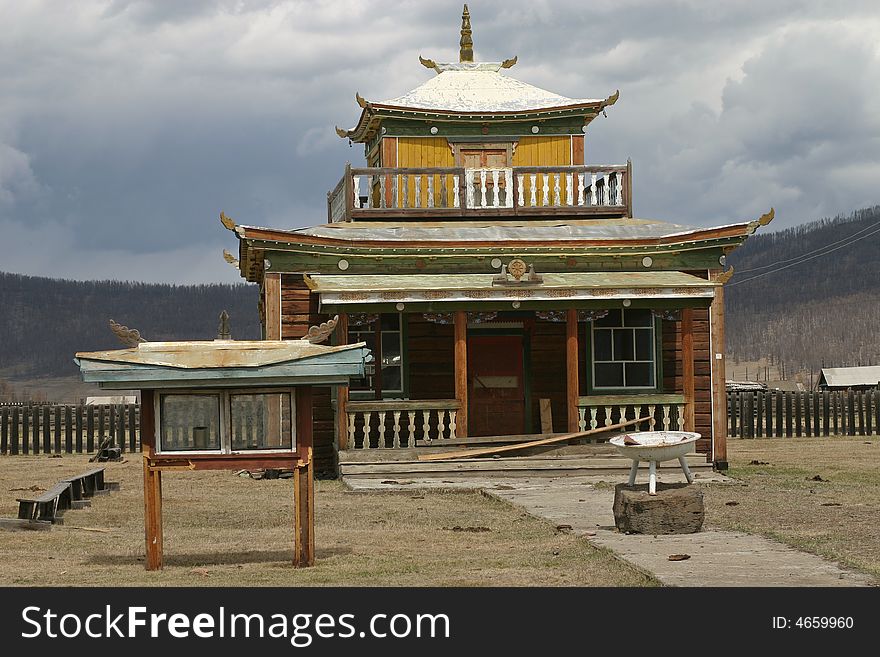 Old buddhist temple in a village in siberia