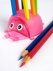 Pink Ladybug Pencil Holder Stock Images