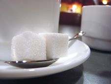 Two Pieces Of Sugar Royalty Free Stock Photography Two Pieces Of Sugar Royalty Free Stock Photography