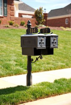 Two Mailboxes On Roadside. Stock Images