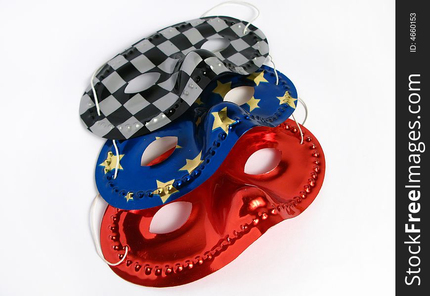 Party masks, for a carnival. Isolated photo.